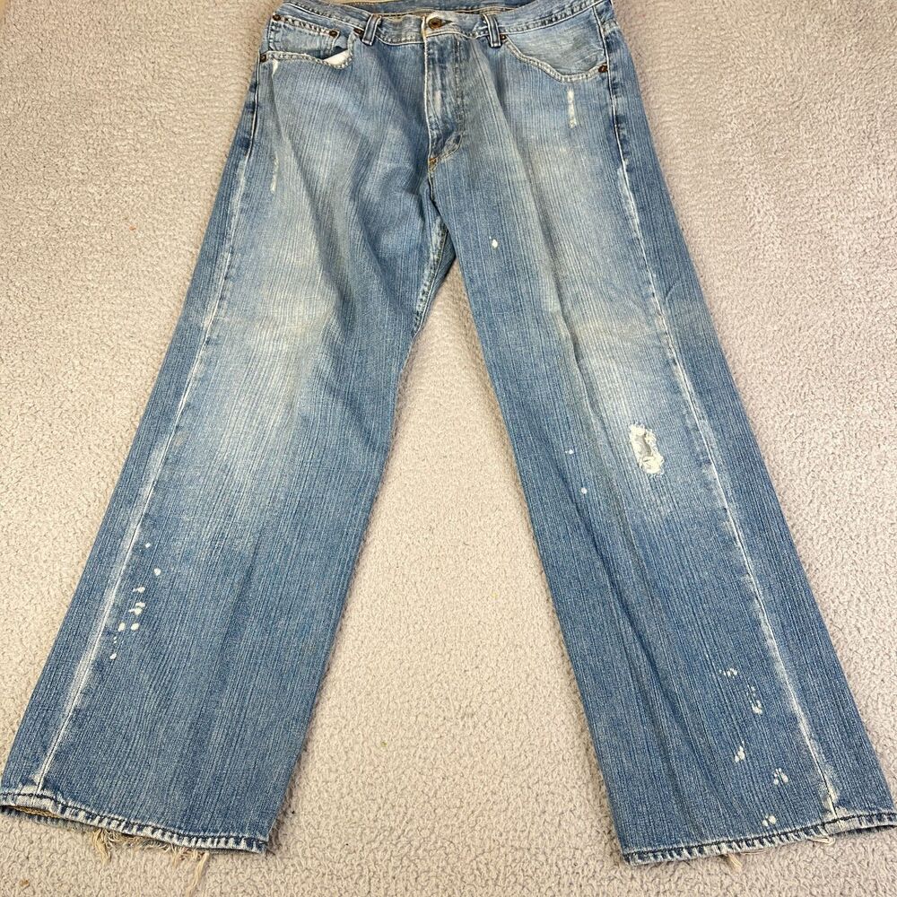 VINTAGE RALPH LAUREN Brixton Jeans Mens 34x30 Blue Loose Fit Straight Distressed